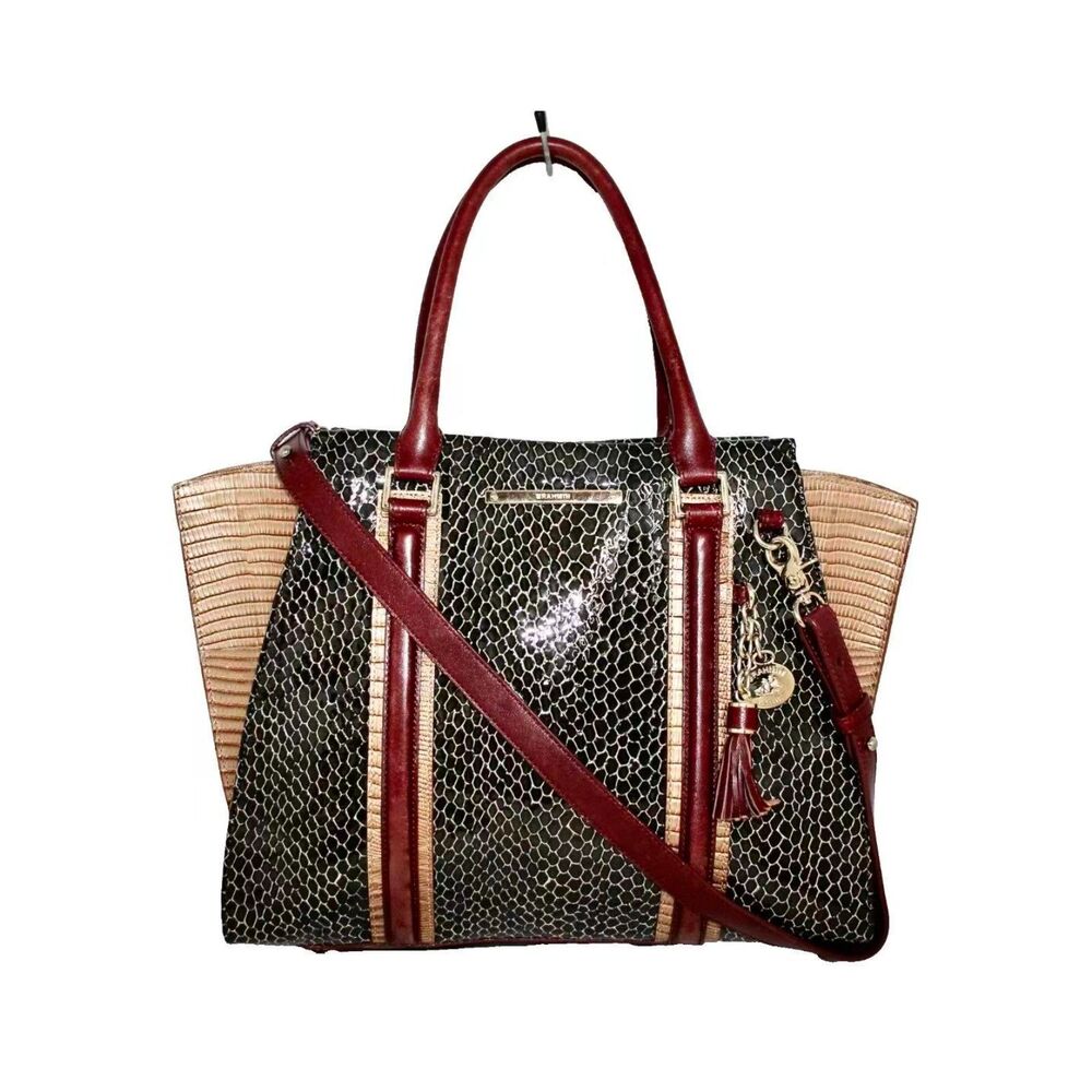 BRAHMIN PRISCILLA  Rooksbury Satchel Mixed Leather snakeskin Shoulder Bag